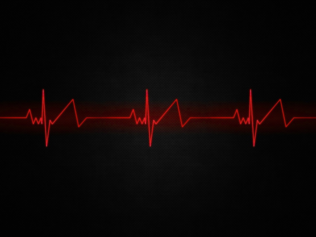 Красная нить пульса на черном фоне