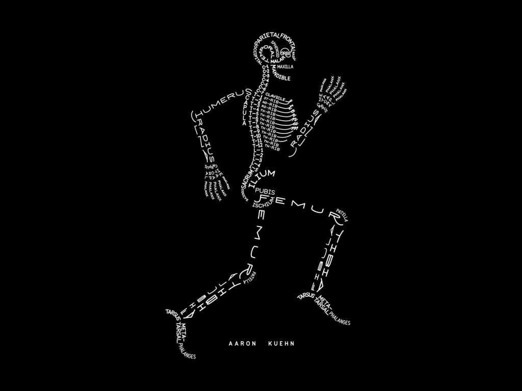 Бегущий скелет из букв