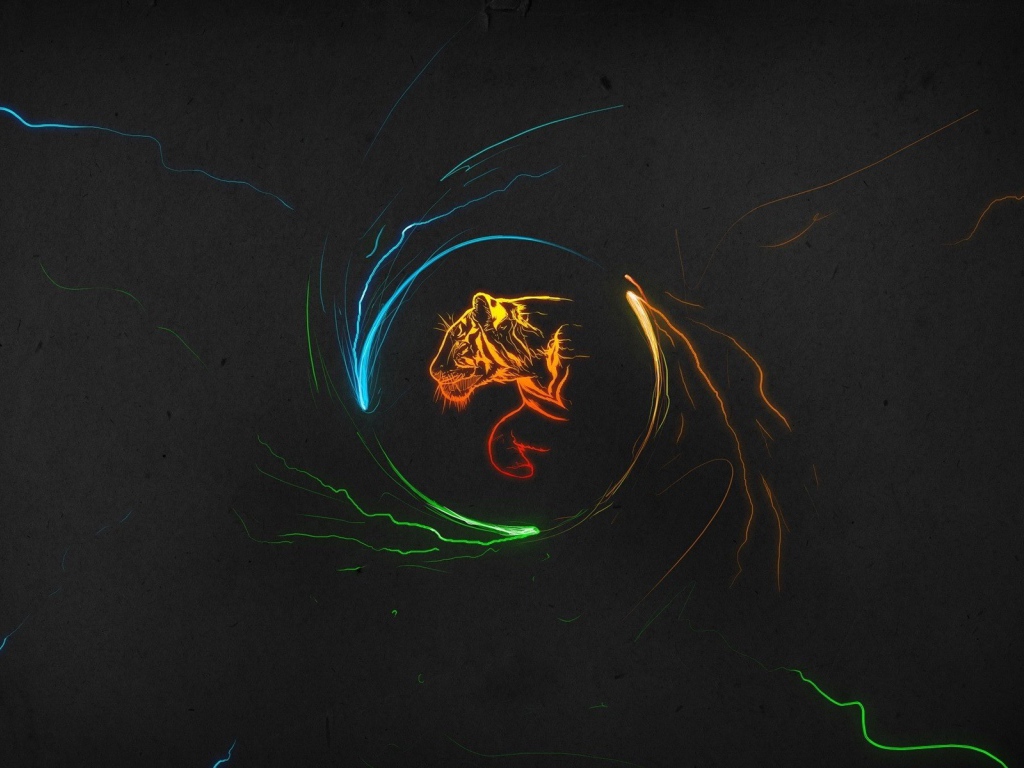 Силуэт тигра в круге, серый фон