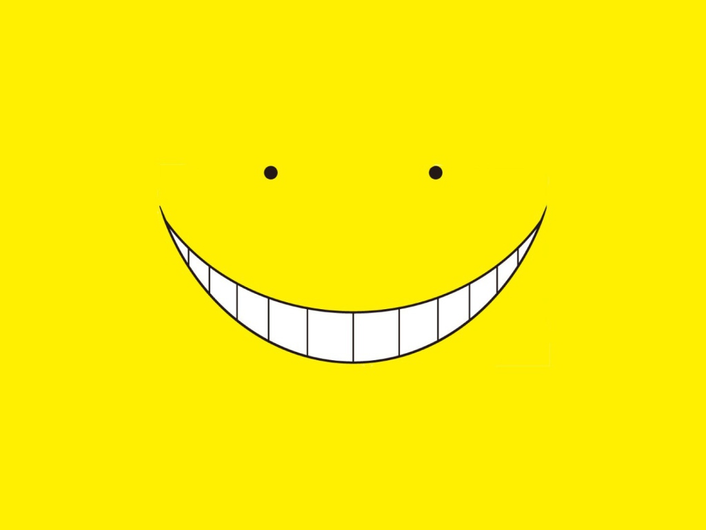 Улыбка смайлика, желтый фон