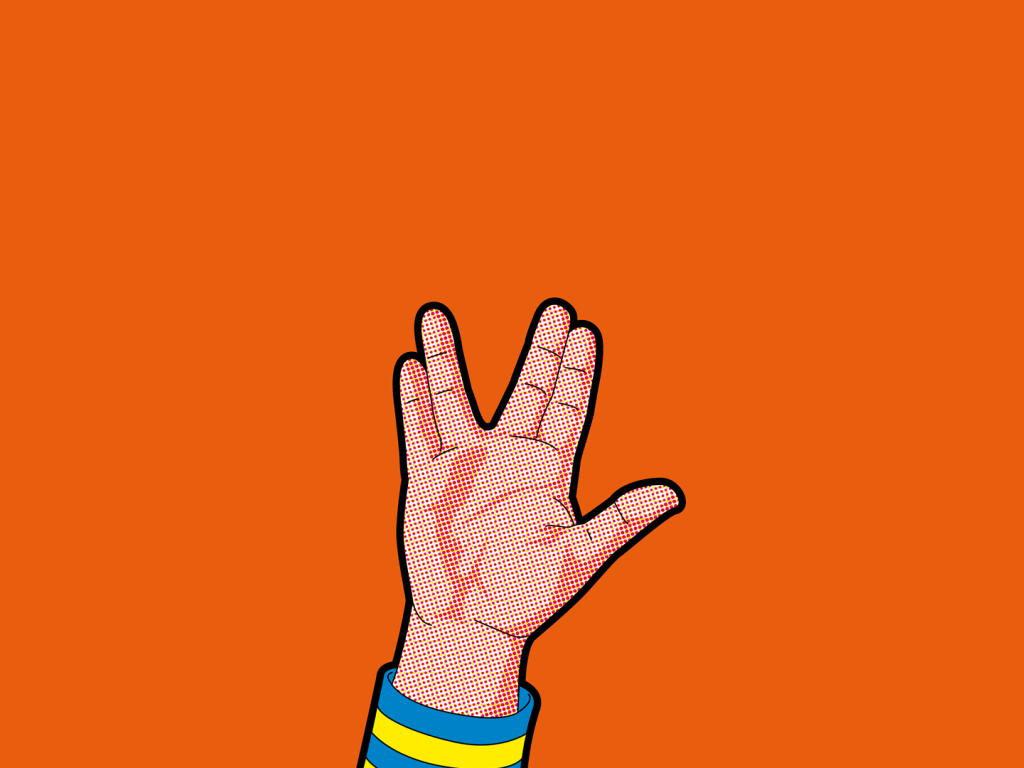 Рука Спока, оранжевый фон