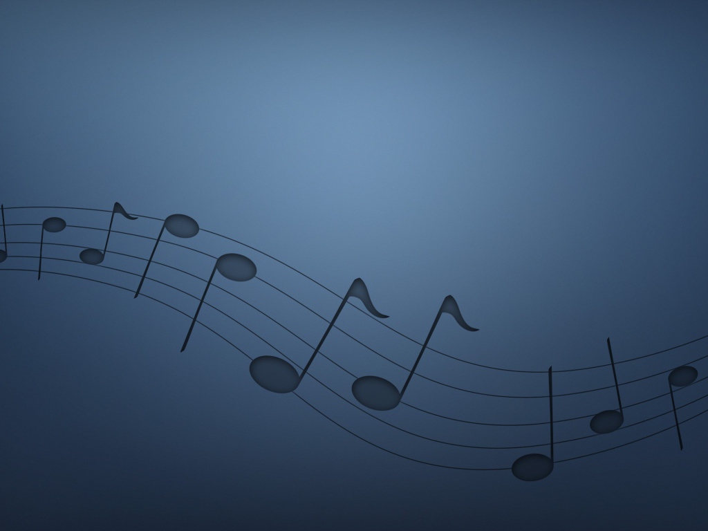 Нотный стан, голубой фон