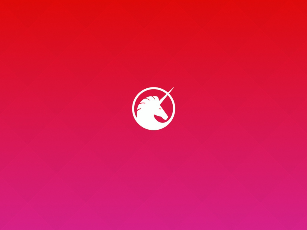 Единорог, красный фон Ubuntu