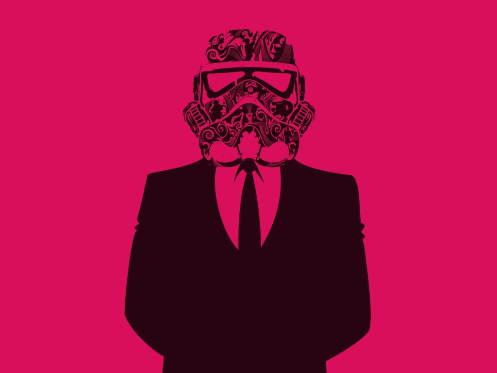 Вейдер в костюме, розовый фон