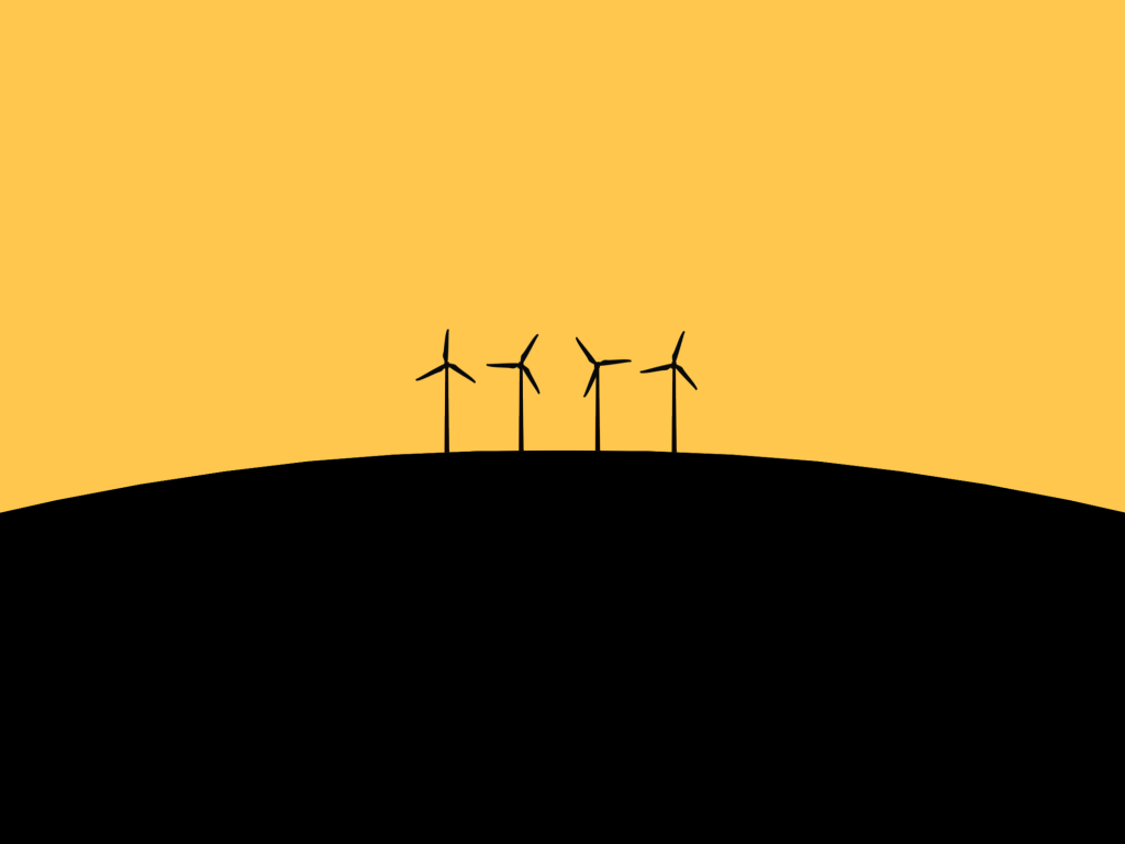 Ветрогенераторы, черно оранжевый фон