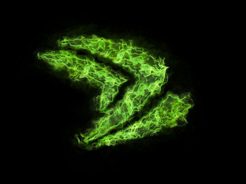 Логотип Nvidia из зеленого пламени