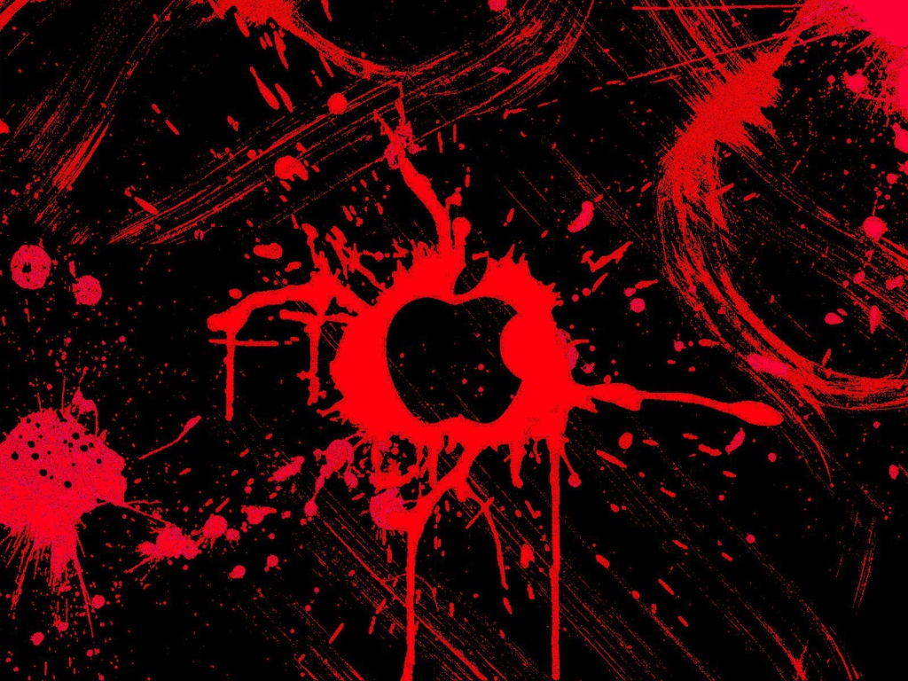 Символ на красном трафарете Apple Inc.