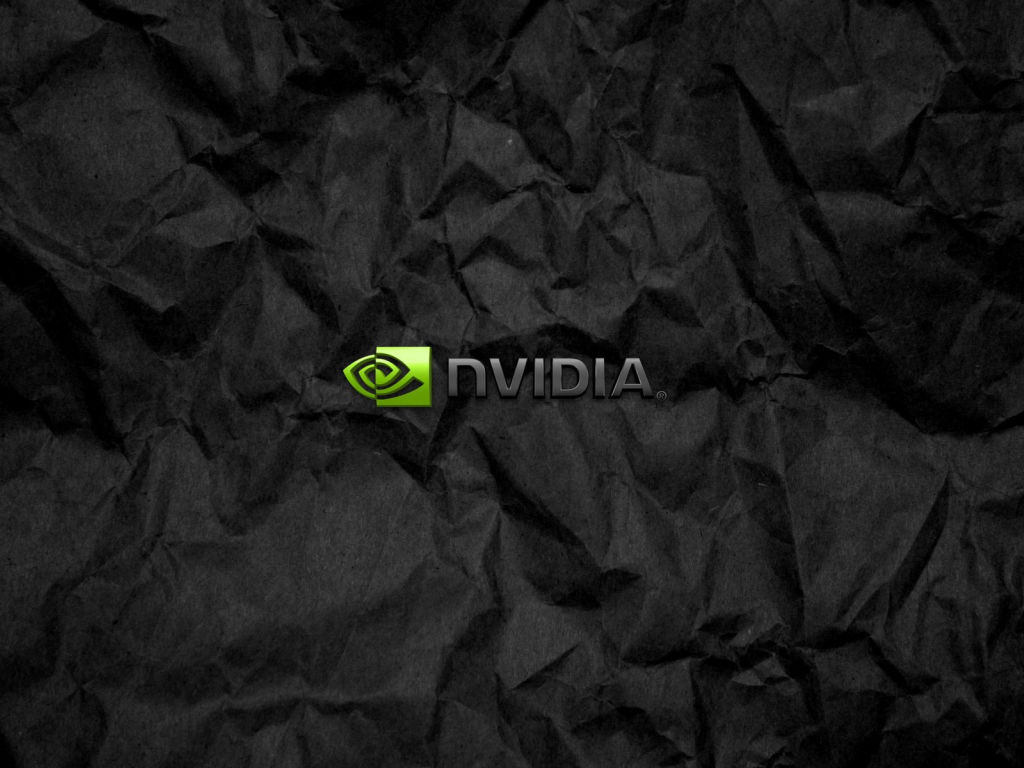 Символика Nvidia на мятой черной бумаге