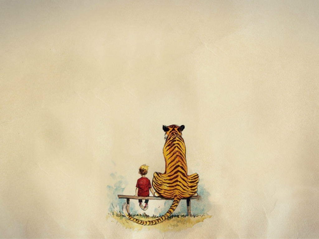 Мальчик и тигр из комикса Кельвин и Хоббс
