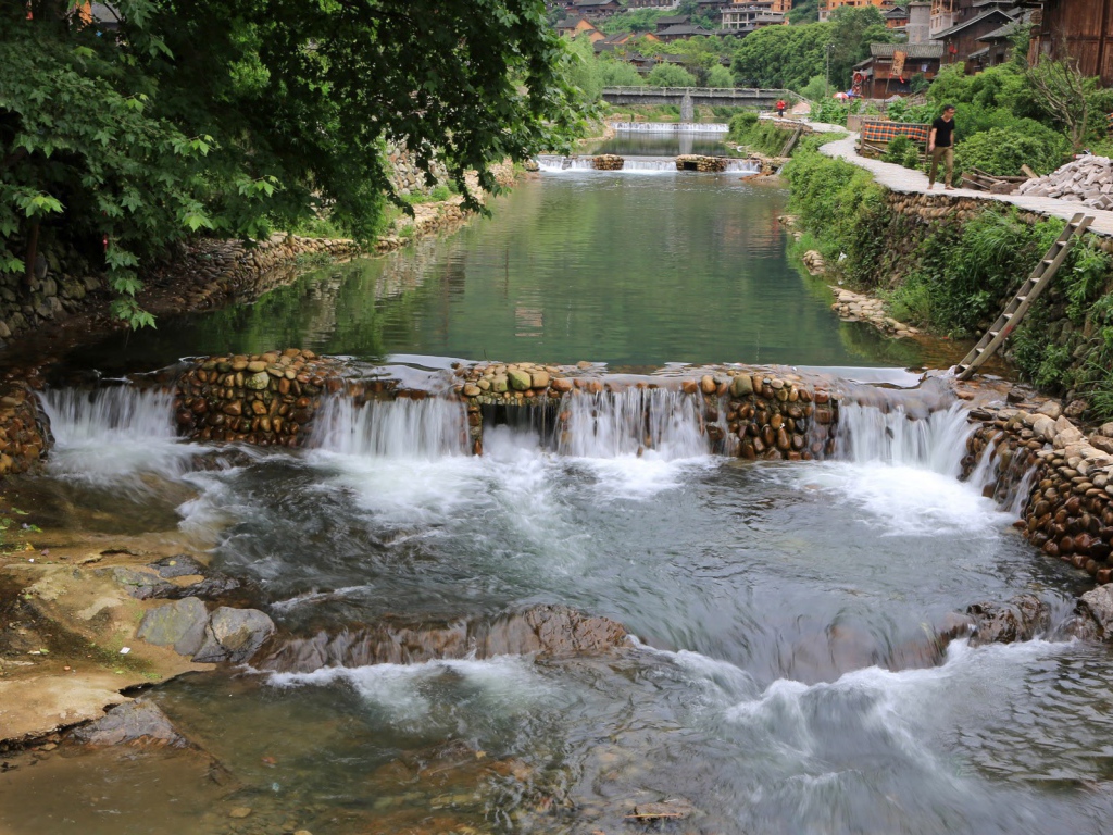 Спокойная река в городе