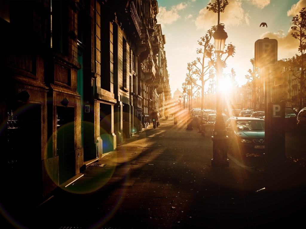 Блик от солнца на закате