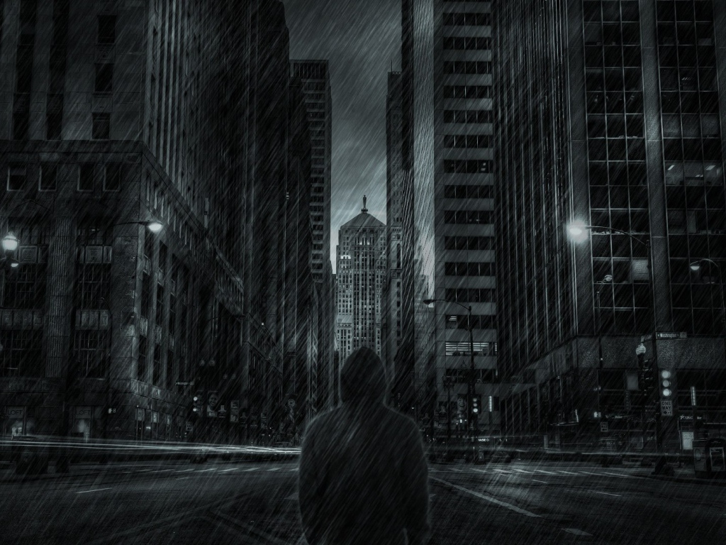 Ночной дождливый город