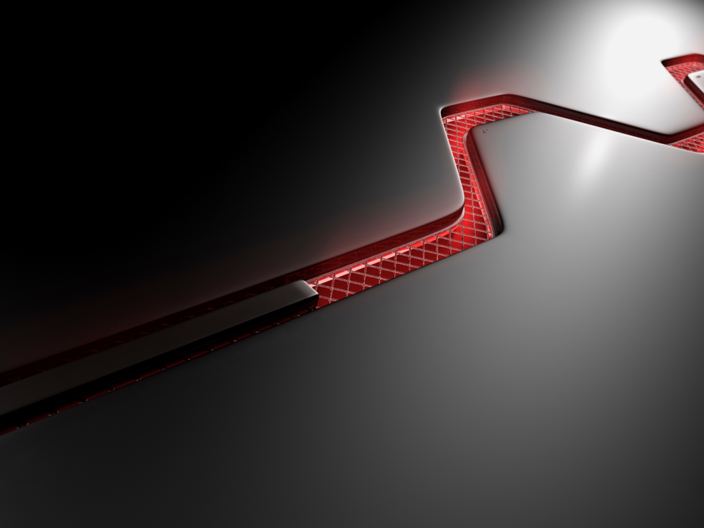 Красная решетка на корпусе компьютера