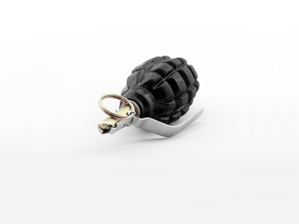 Черная граната на белом фоне