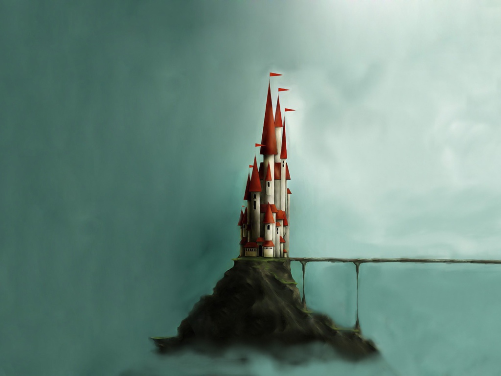 Маленький замок на скале, минимализм