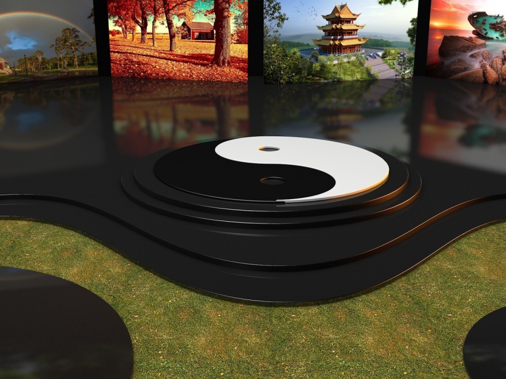 Символ Инь и Янь на полу