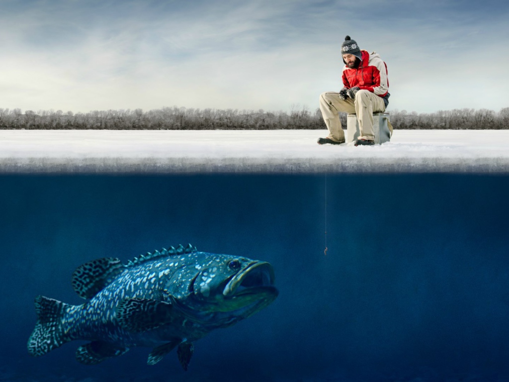 Зимняя рыбалка на озере