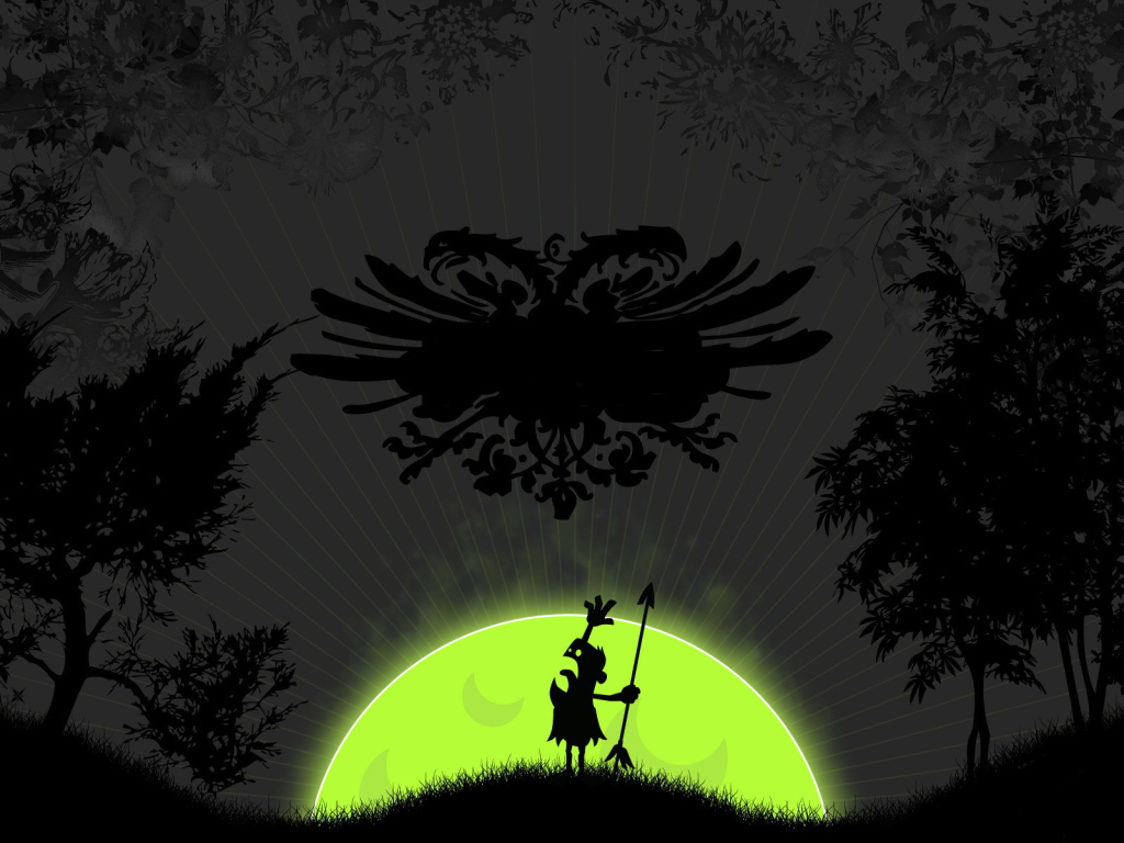 Абориген с копьем под рисунком