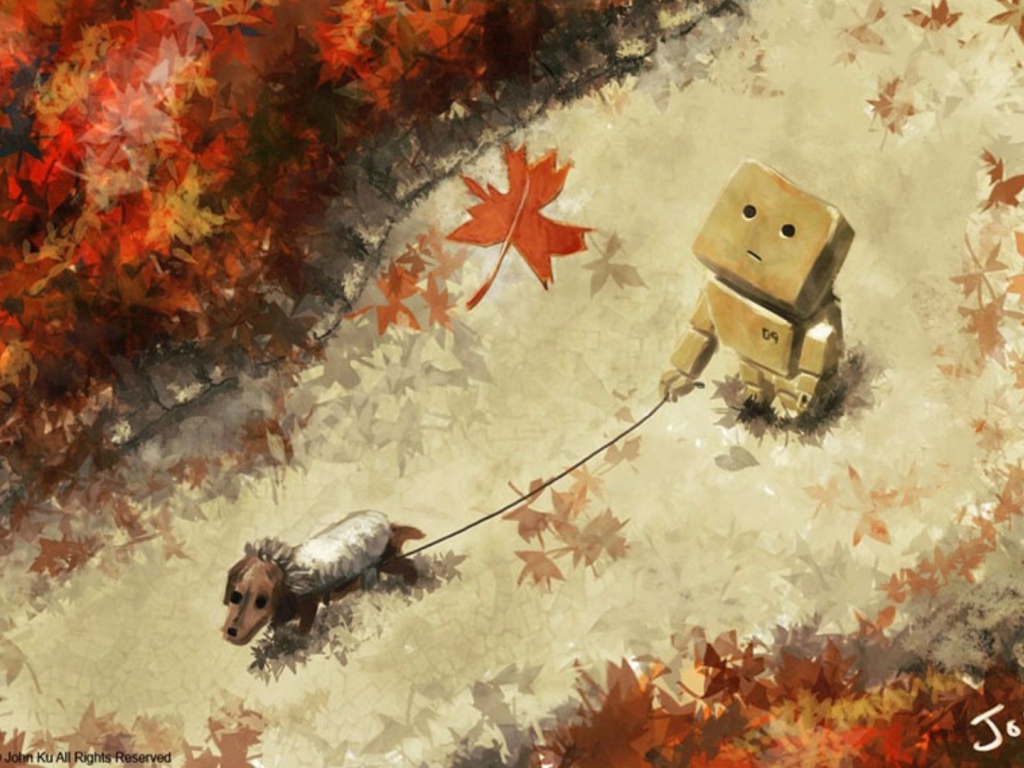 Дандо выгуливает собаку, рисунок