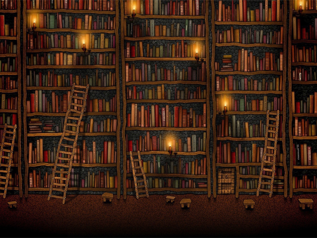 Библиотека с множеством книг