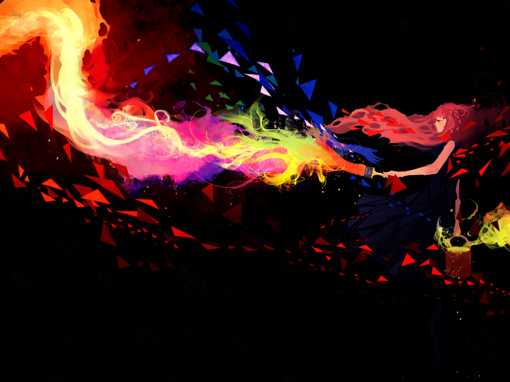 Девушка рисует красками, арт