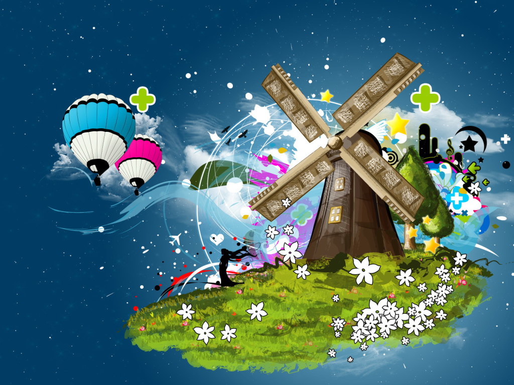 Ветреная мельница на острове