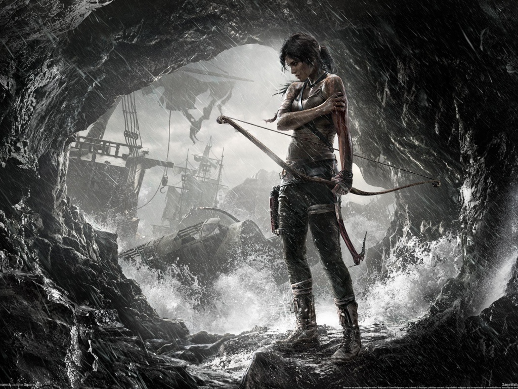 Лучница среди брызг в пещере