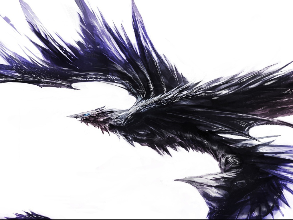 Черный крылатый дракон