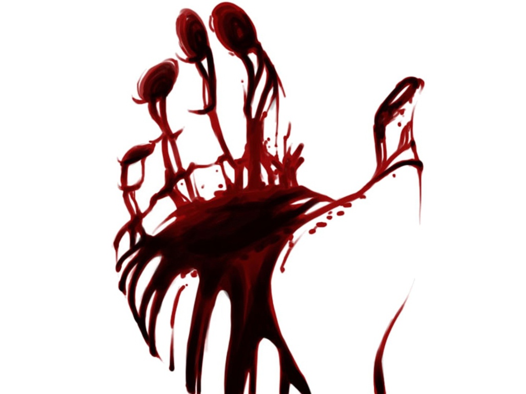 Кровавый отпечаток руки