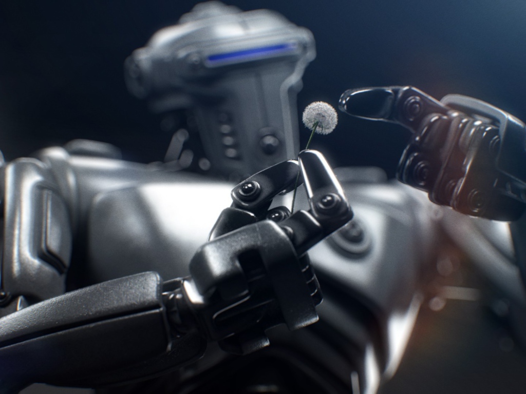 Одуванчик в руке робота