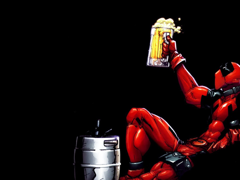 Дэдпул пьет пиво