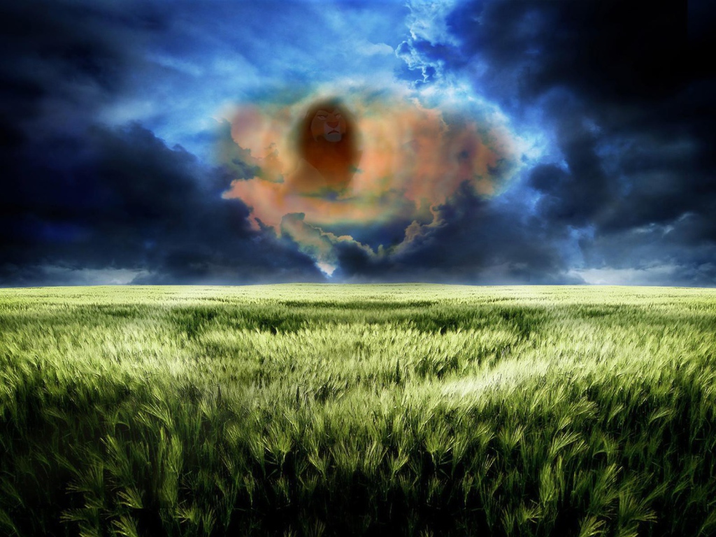 Лицо льва в облаке