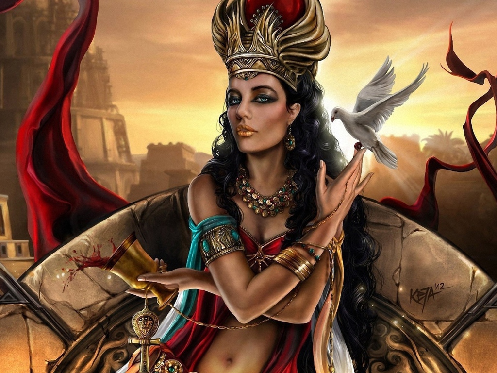 Фэнтези девушка с голубем на руке