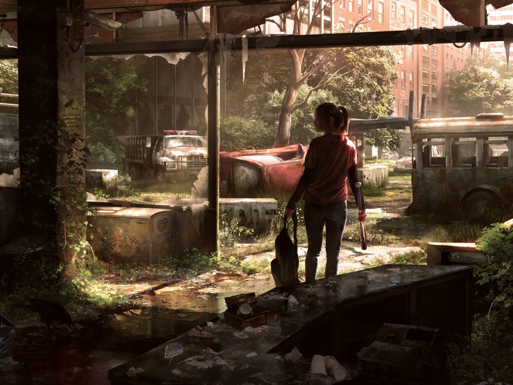 Девушка в поисках пропитания после апокалипсиса