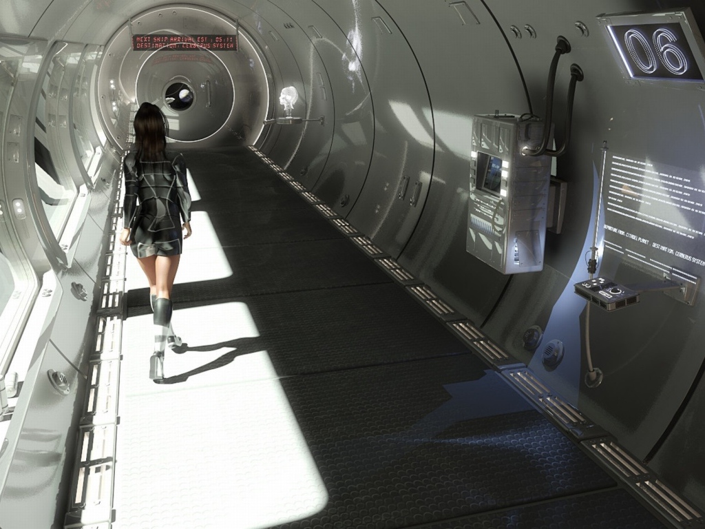 Девушка в переходе космической станции