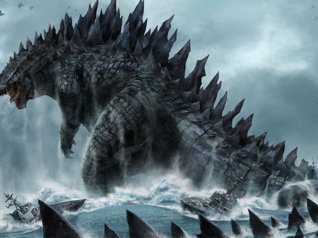 Годзила бушует в море