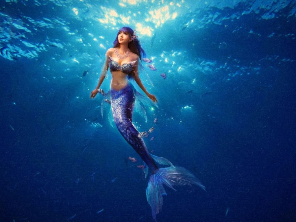 Русалка плывет к поверхности