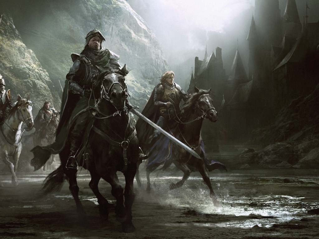 Всадники на лошадях в ущелье