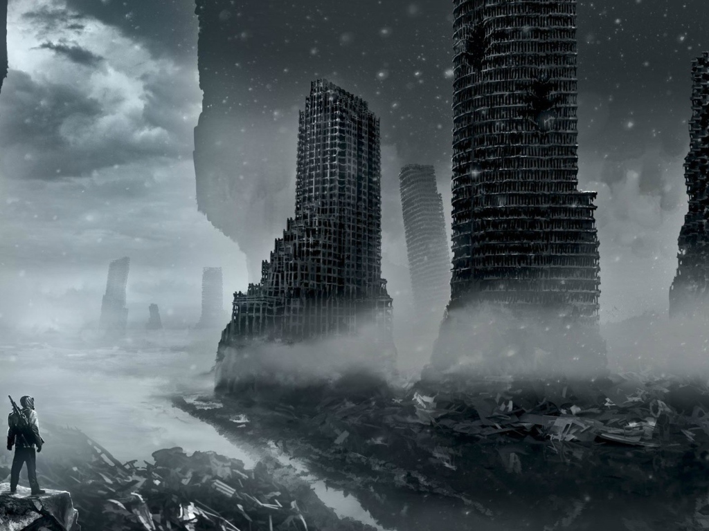 Руины небоскребов после бомбардировки