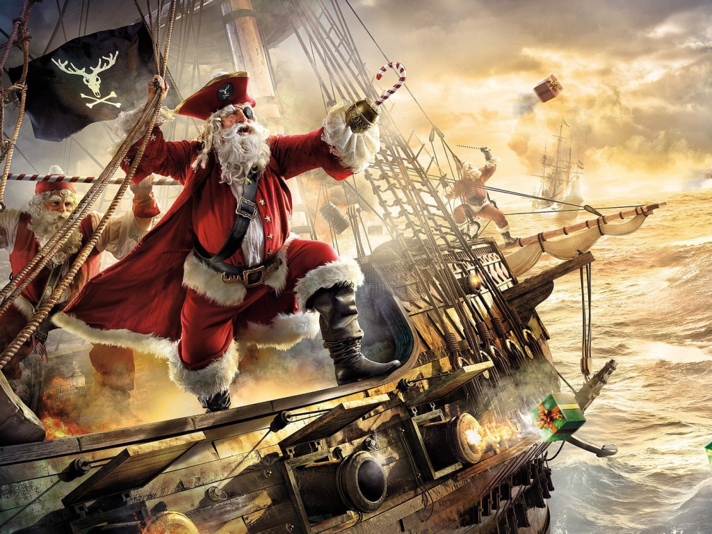 Санта Клаус на пиратском корабле