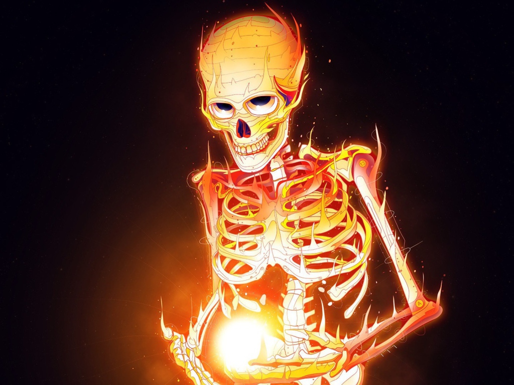 Скелет горит огнем