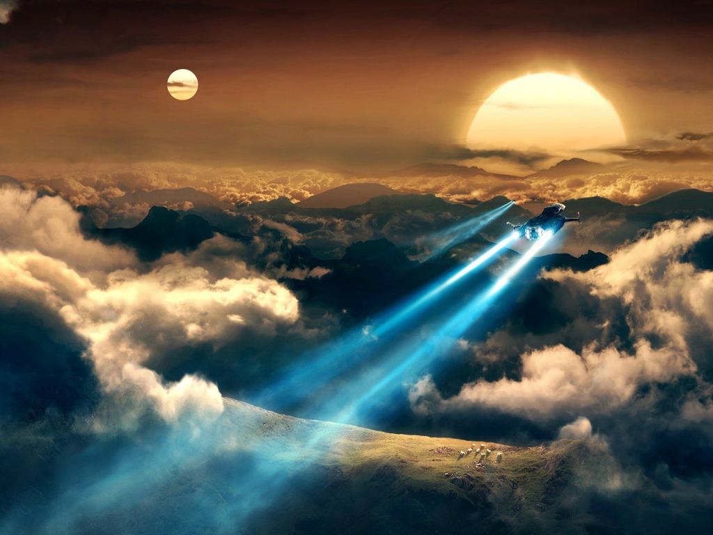 Космические истребители в облаках