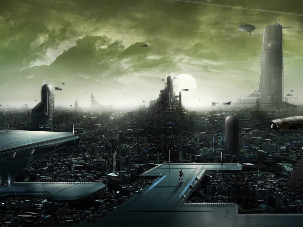 Технологичный город в будущем