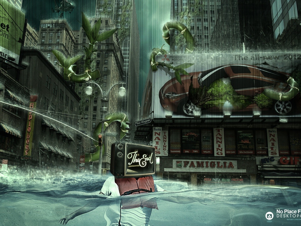 Город тонет в дожде и растениях
