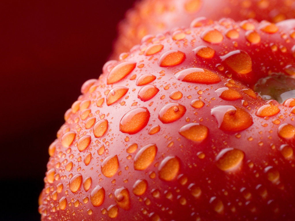 Мокрое красное яблоко