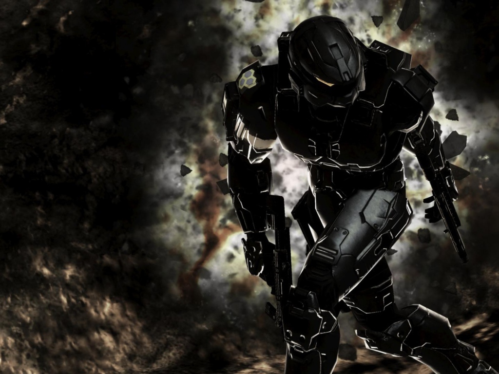 Черный робот Master Chief из игры Хало 3