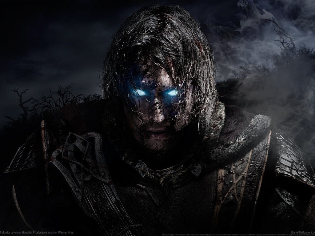 Горящие глаза героя игры Тени Мордора