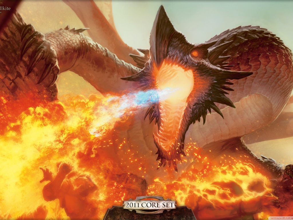 Fire-breathing dragon in the game Magic The Gathering