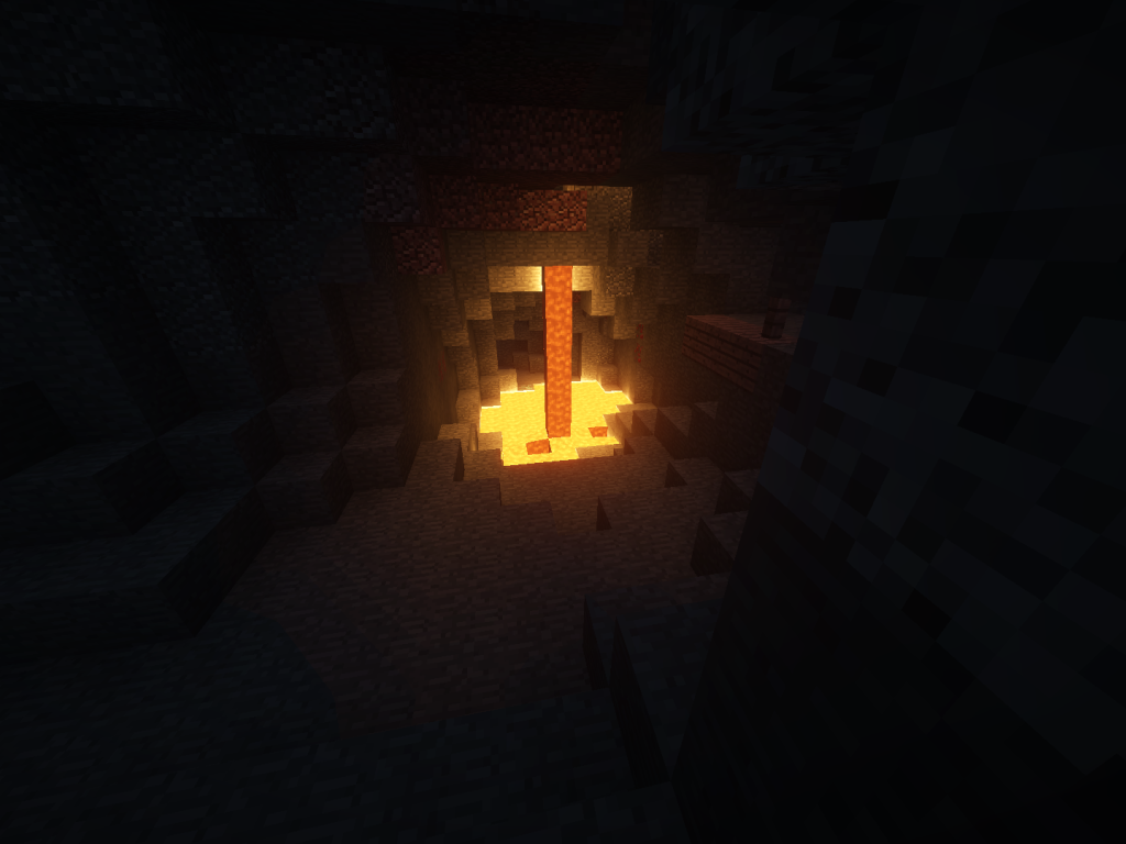 Очаг в пещере в игре Minecraft