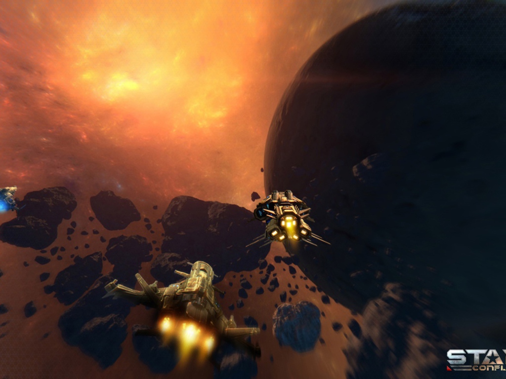 Полет между астероидами в игре Star conflict